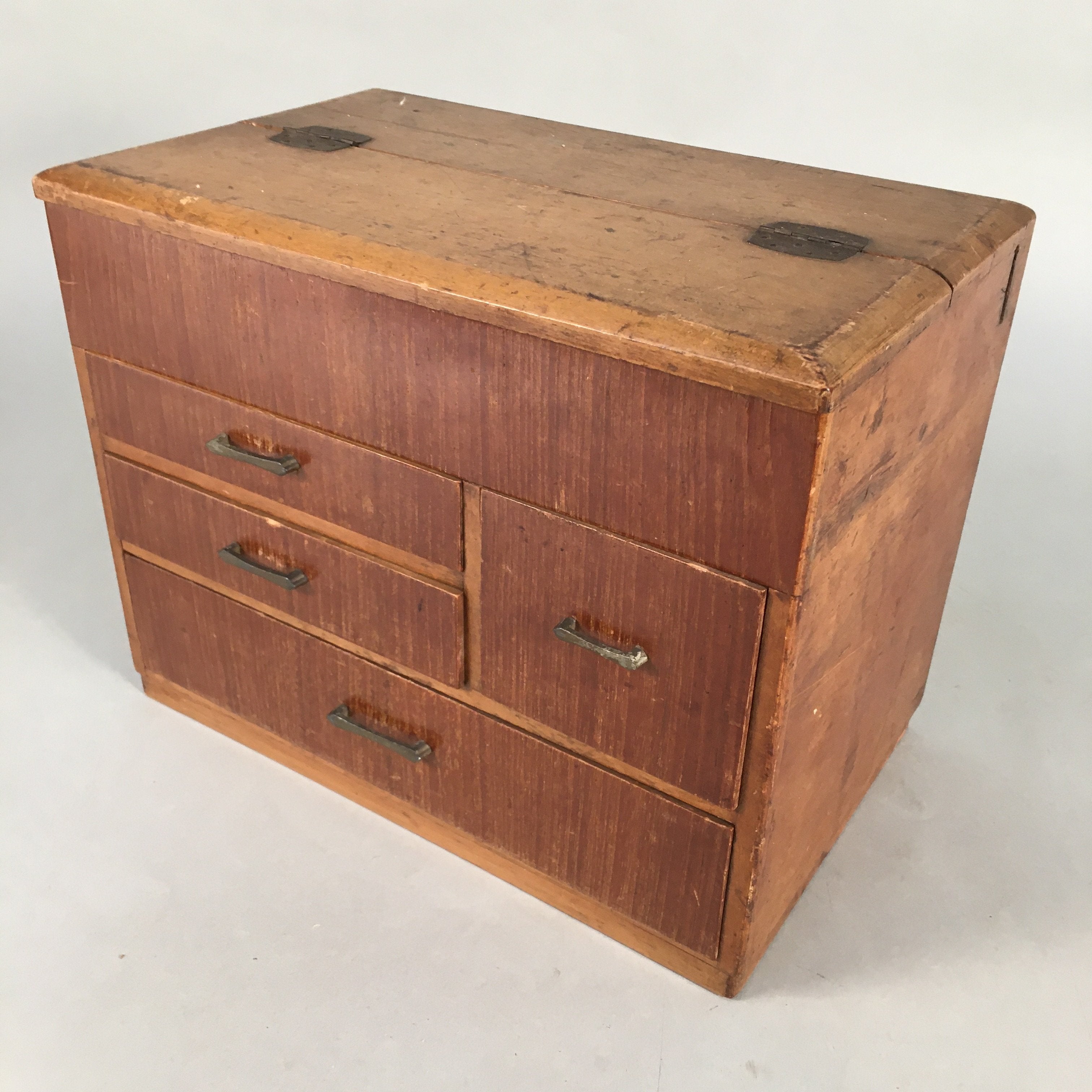 Japanese Wooden Sewing Box Vtg Haribako Chest Tansu 4 Drawers T224