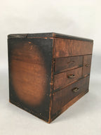 Japanese Wooden Sewing Box Vtg Haribako Chest Tansu 4 Drawers T234