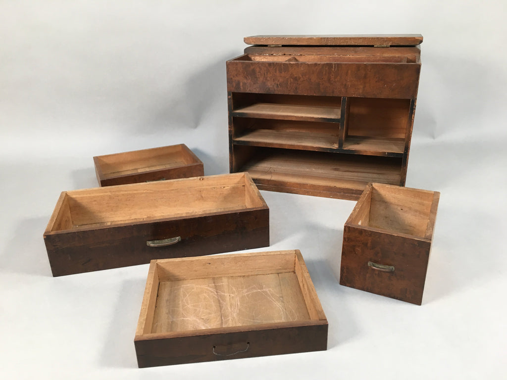 Japanese Wooden Sewing Box Vtg Haribako Chest Tansu 4 Drawers T234