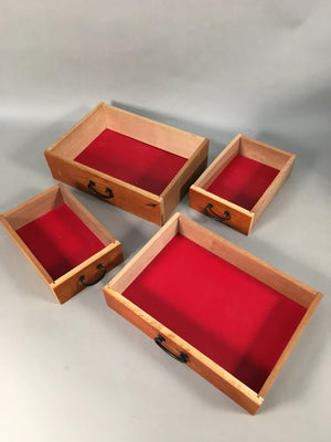 Japanese Wooden Sewing Box Vtg Haribako Chest Tansu 4 Drawers T235