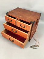 Japanese Wooden Sewing Box Vtg Haribako Chest Tansu 4 Drawers T235
