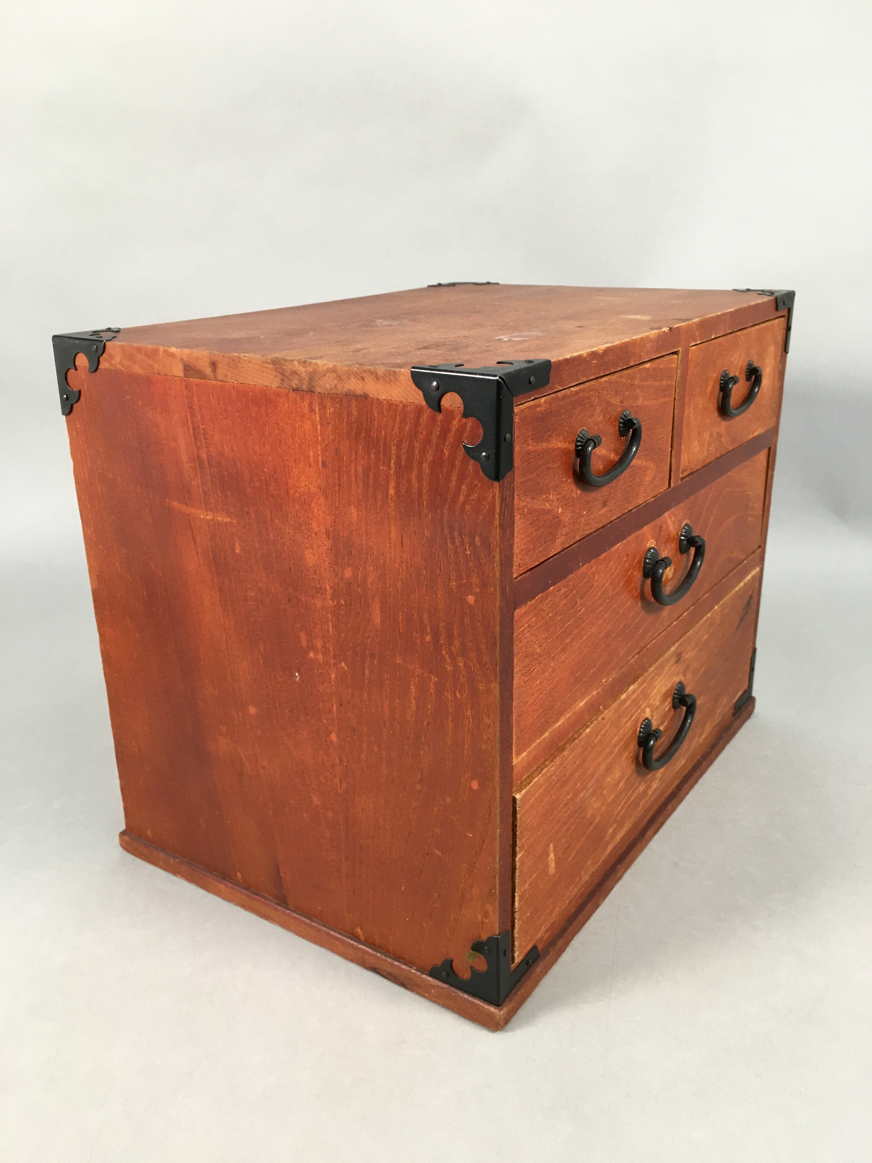 Japanese Wooden Sewing Box Vtg Haribako Chest Tansu 4 Drawers T235