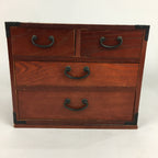 Japanese Wooden Sewing Box Vtg Haribako Chest Tansu 4 Drawers T262
