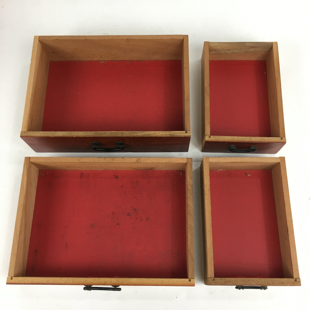 Japanese Wooden Sewing Box Vtg Haribako Chest Tansu 4 Drawers T262