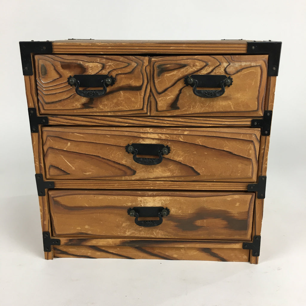 Japanese Wooden Sewing Box Vtg Haribako Chest Tansu 4 Drawers T266