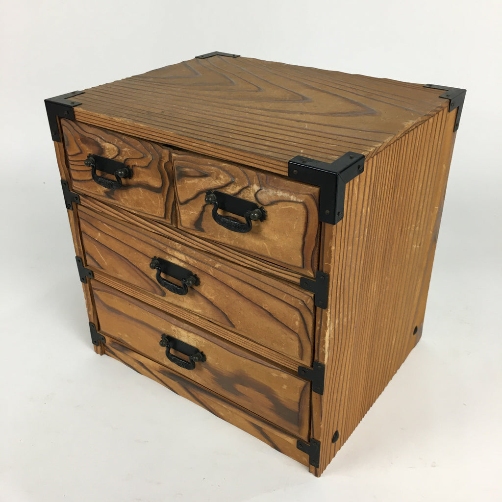 Japanese Wooden Sewing Box Vtg Haribako Chest Tansu 4 Drawers T266
