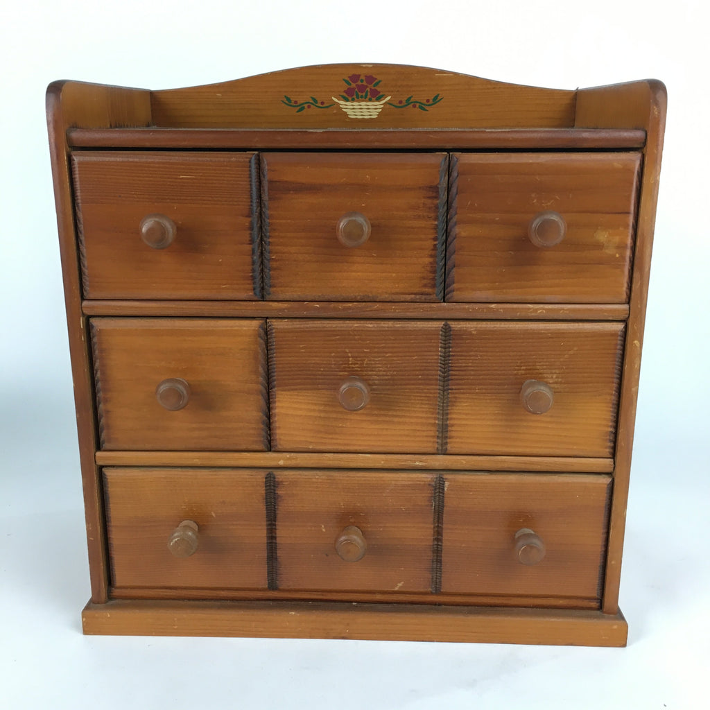 Japanese Wooden Sewing Box Vtg Haribako Chest Tansu 6 Drawers T255