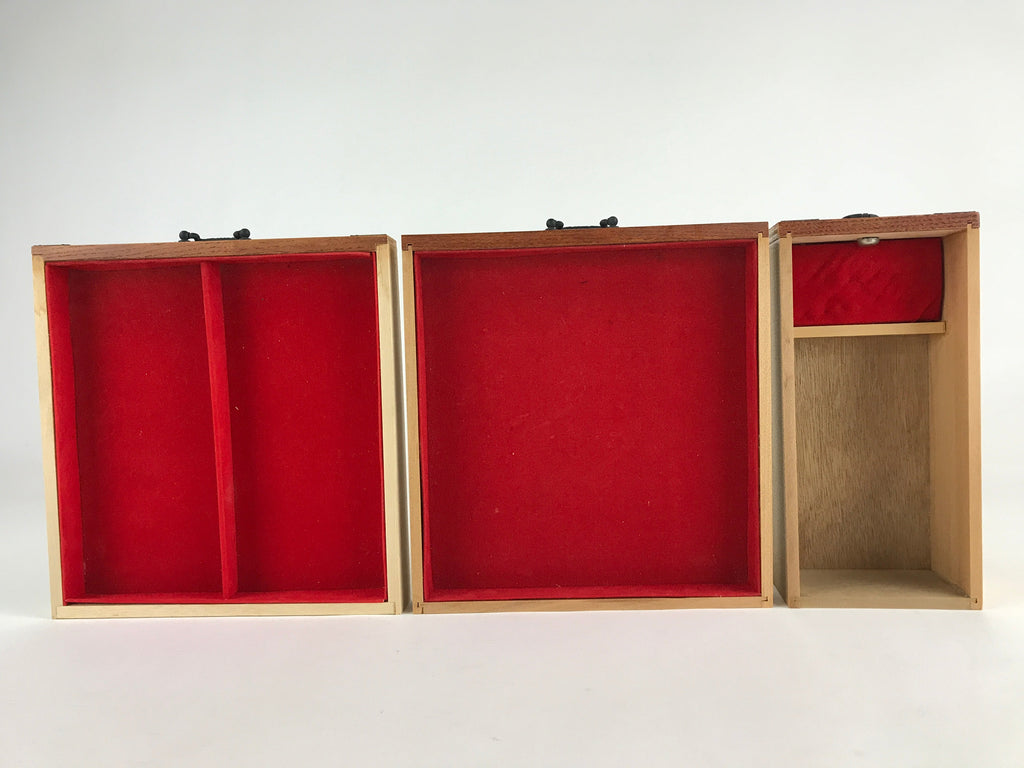 Japanese Wooden Sewing Box Vtg Haribako Tansu Folding Table Cabinet T332