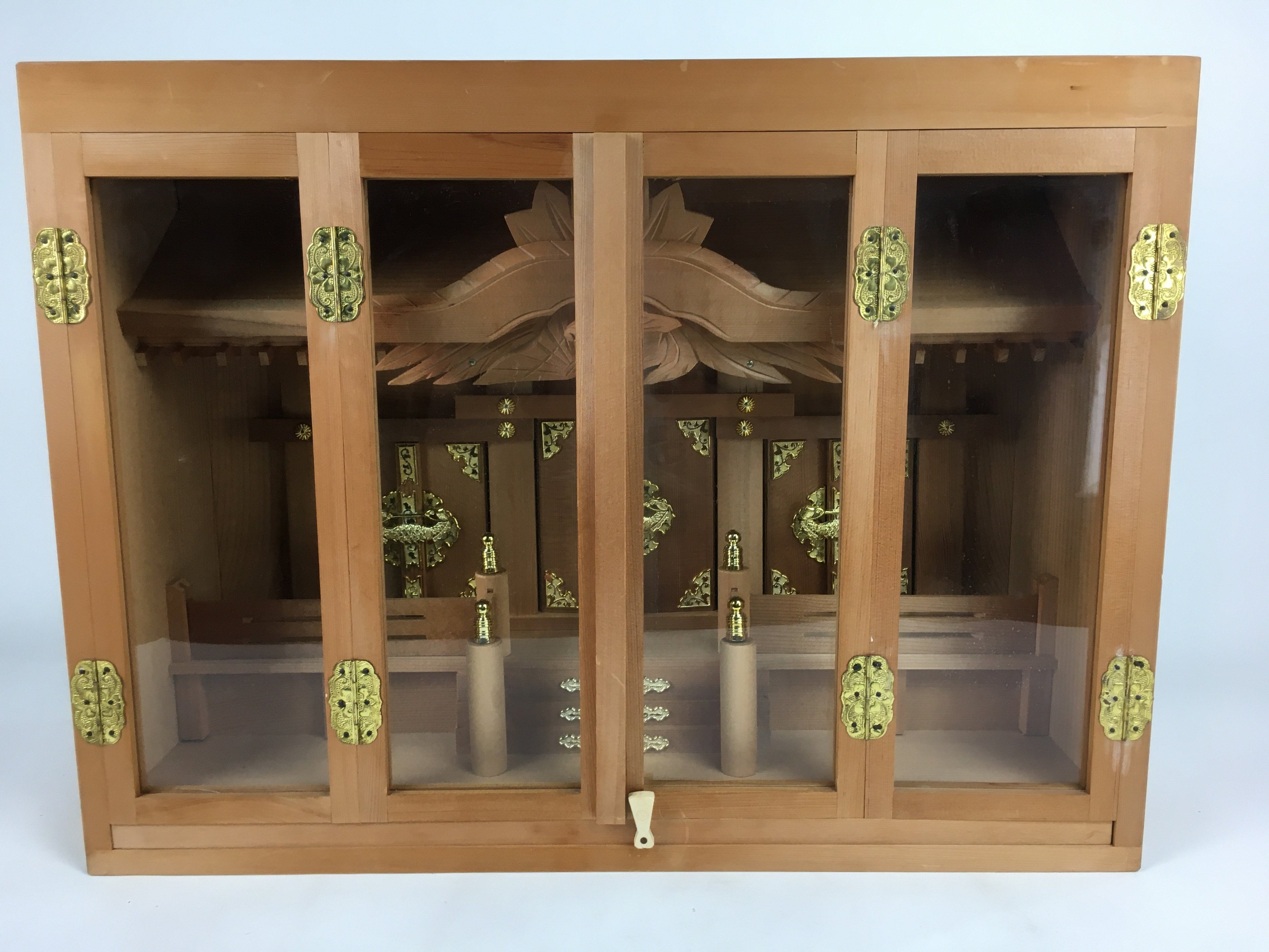 Japanese Wooden Shinto Home Shrine Vtg Kamidana God Shelf Gold KD9