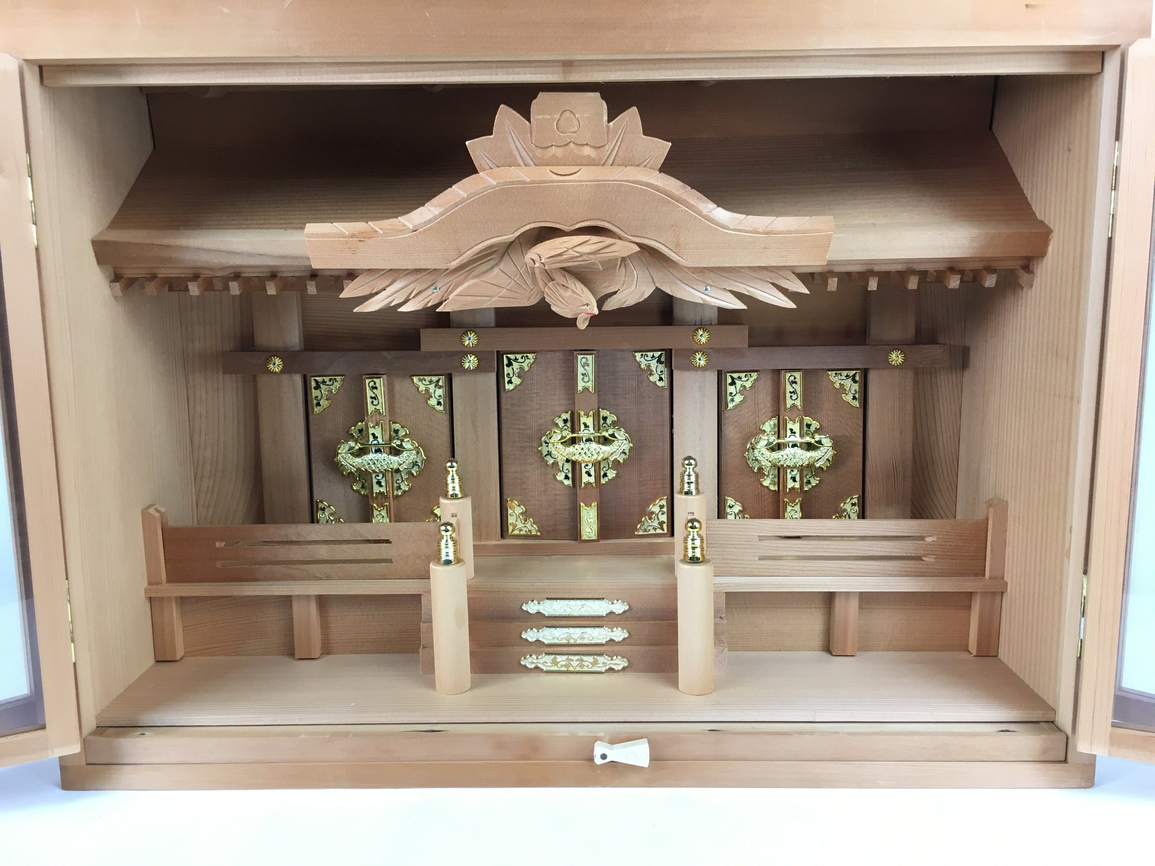 Japanese Wooden Shinto Home Shrine Vtg Kamidana God Shelf Gold KD9