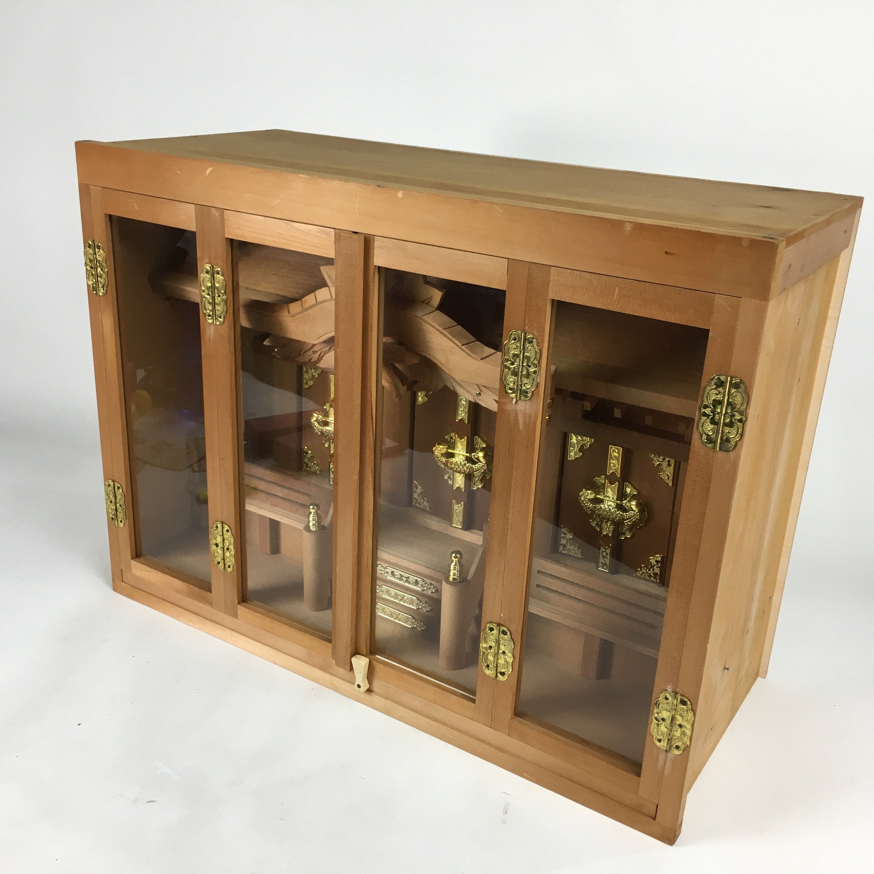 Japanese Wooden Shinto Home Shrine Vtg Kamidana God Shelf Gold KD9