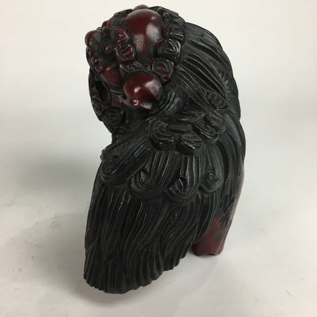 Japanese Wooden Shishi Lion 2pc Set Foo Dog Figurine Statue Okimono BD644