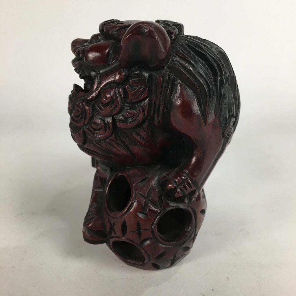 Japanese Wooden Shishi Lion 2pc Set Foo Dog Figurine Statue Okimono BD644