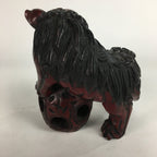 Japanese Wooden Shishi Lion 2pc Set Foo Dog Figurine Statue Okimono BD644