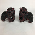 Japanese Wooden Shishi Lion 2pc Set Foo Dog Figurine Statue Okimono BD644