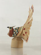 Japanese Wooden Small Peacock Figurine Sasano Ittobori Vtg Local Craft Toys JK49