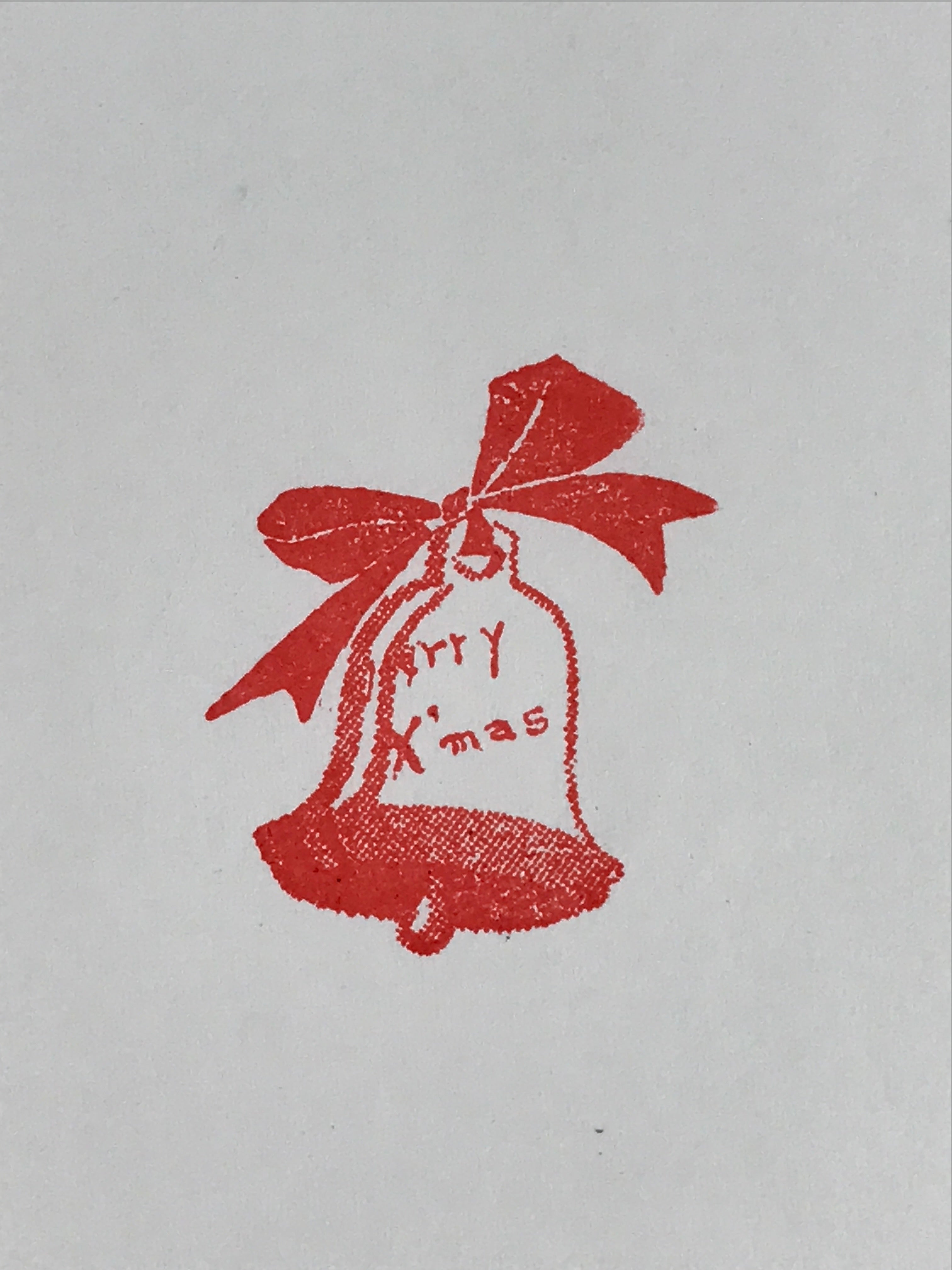 Japanese Wooden Stamp Hanko Inkan Kanji Vtg Metal Seal Merry X'mas Bell HS110