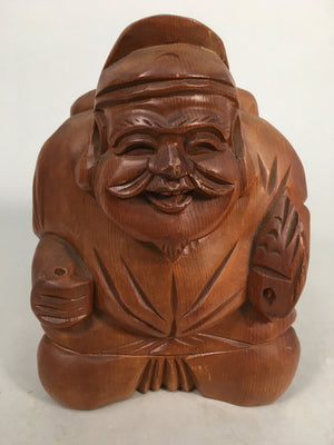 Japanese Wooden Statue Ebisu Vtg 7 Gods Good Fortune Wealth BD557