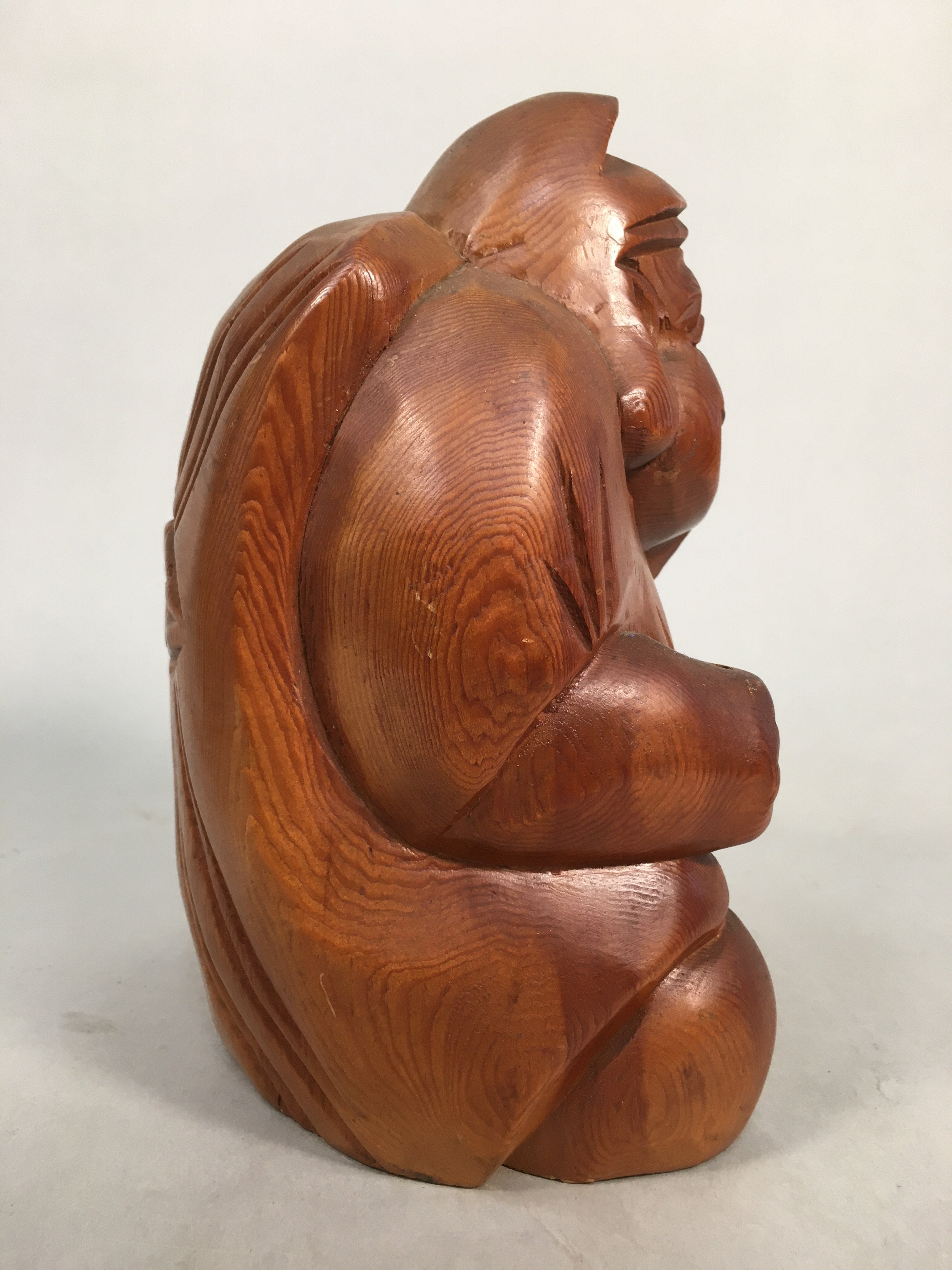 Japanese Wooden Statue Ebisu Vtg 7 Gods Good Fortune Wealth BD557