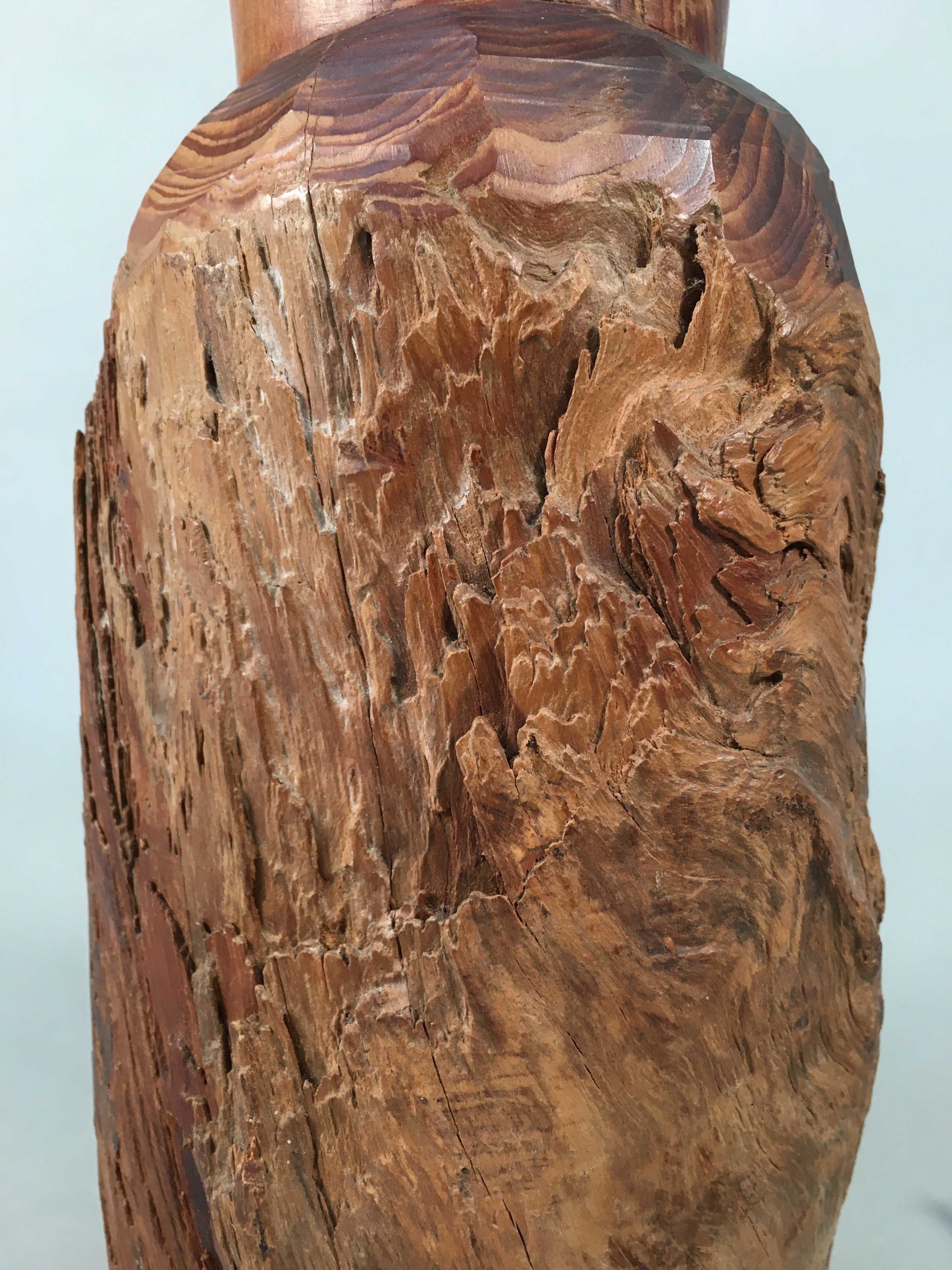 Japanese Wooden Statue Fukurokuju Vtg 7 Gods Good Fortune Brown BD615