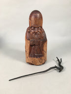 Japanese Wooden Statue Fukurokuju Vtg 7 Gods Good Fortune Brown BD615