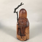 Japanese Wooden Statue Fukurokuju Vtg 7 Gods Good Fortune Brown BD615