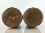 Japanese Wooden Statue Hokkaido Ainu Nipopo 2pc Set Vtg Okimono Brown AB101