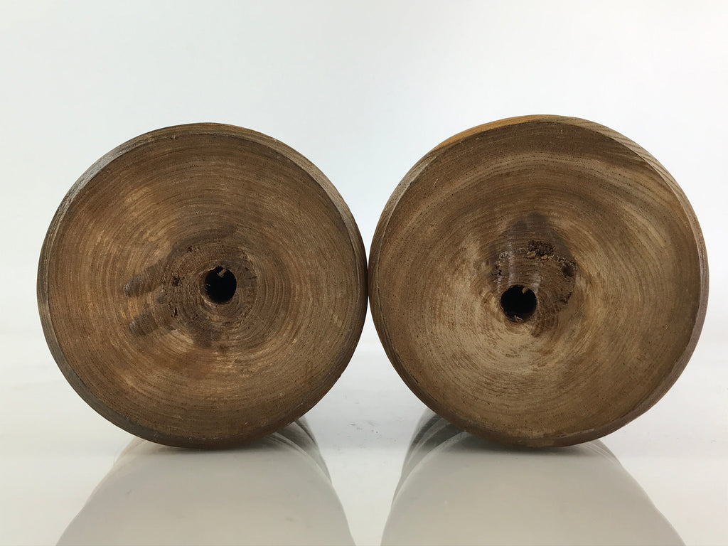 Japanese Wooden Statue Hokkaido Ainu Nipopo 2pc Set Vtg Okimono Brown AB101