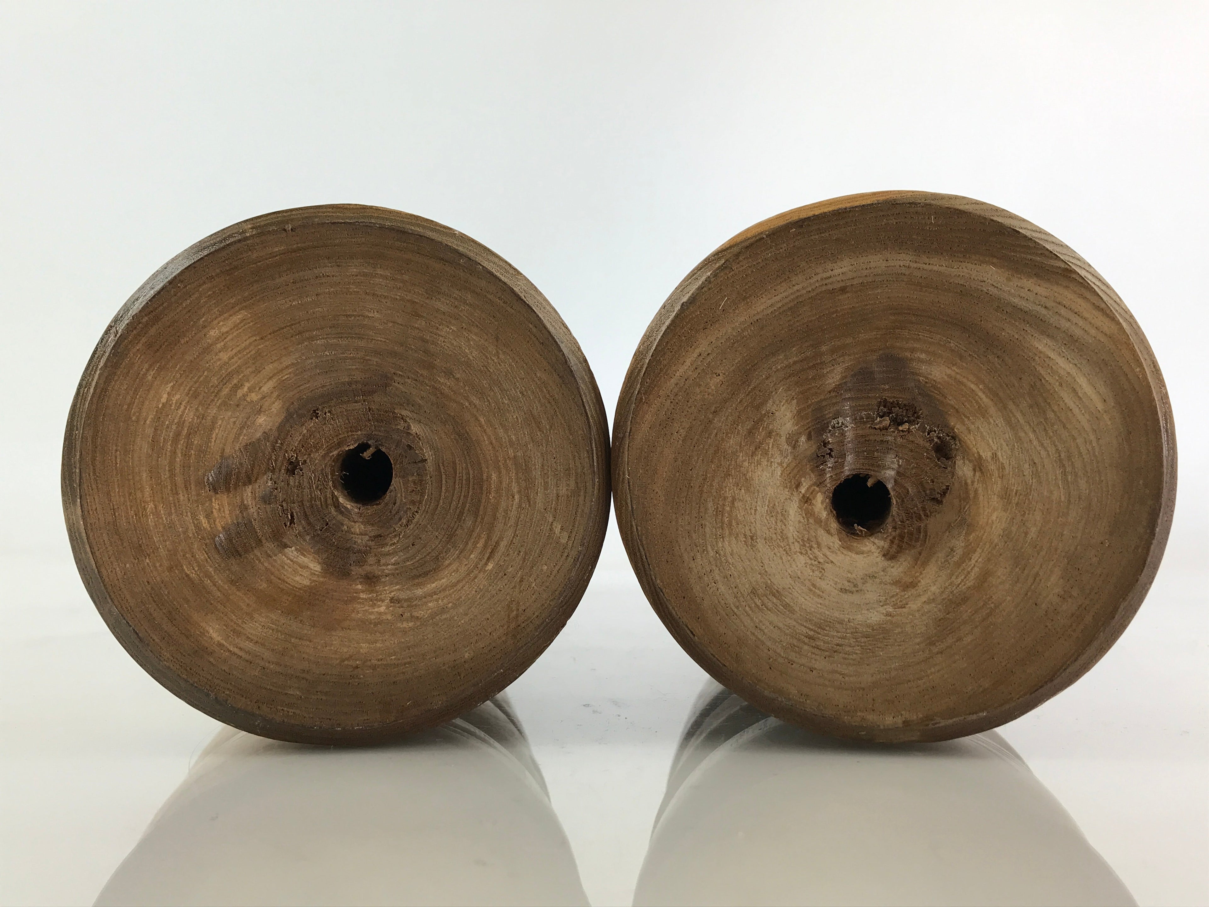 Japanese Wooden Statue Hokkaido Ainu Nipopo 2pc Set Vtg Okimono Brown AB101