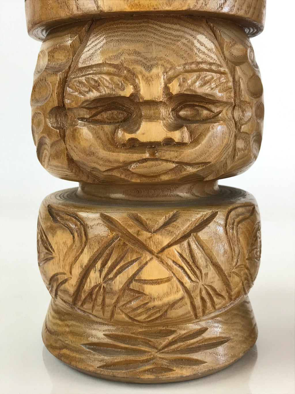 Japanese Wooden Statue Hokkaido Ainu Nipopo 2pc Set Vtg Okimono Brown AB101