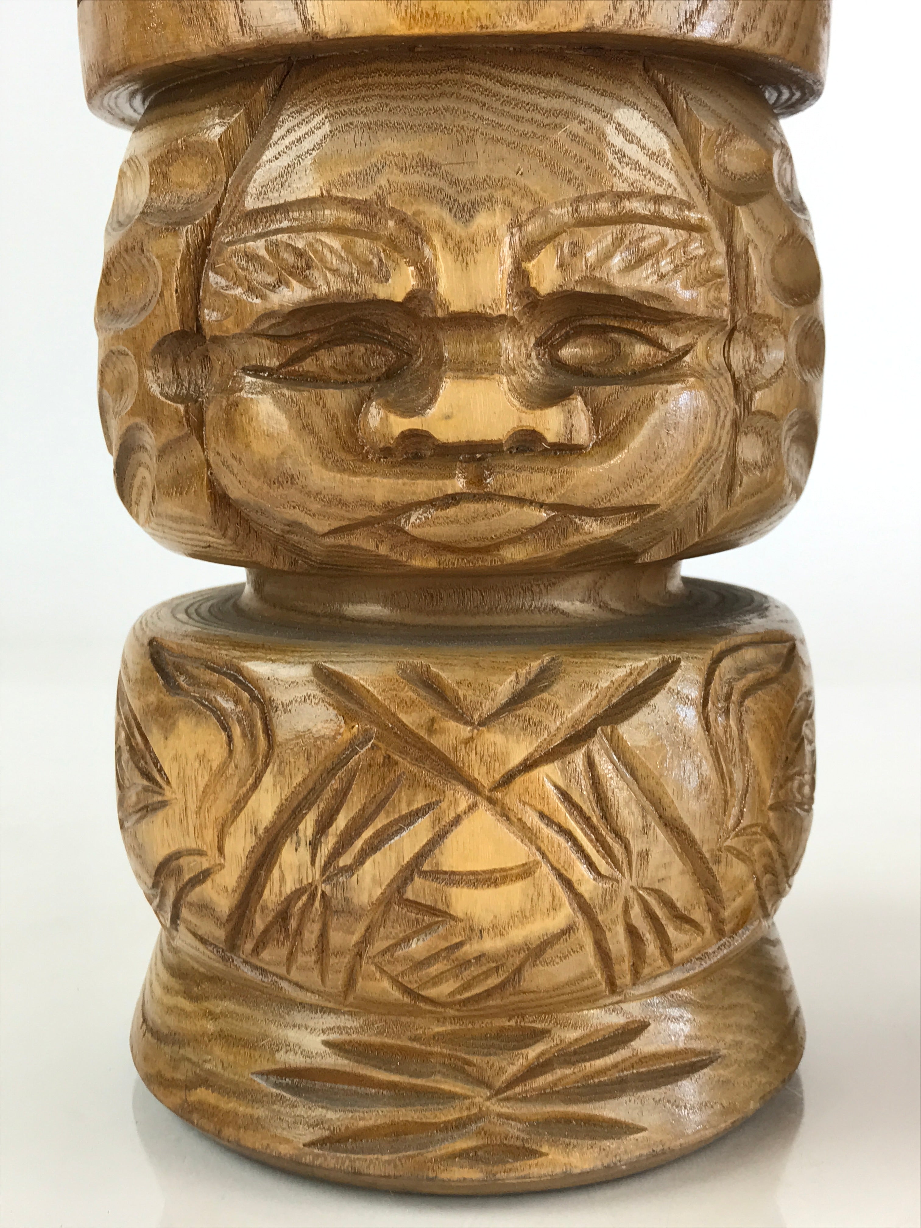 Japanese Wooden Statue Hokkaido Ainu Nipopo 2pc Set Vtg Okimono Brown AB101