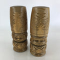 Japanese Wooden Statue Hokkaido Ainu Nipopo 2pc Set Vtg Okimono Brown AB101