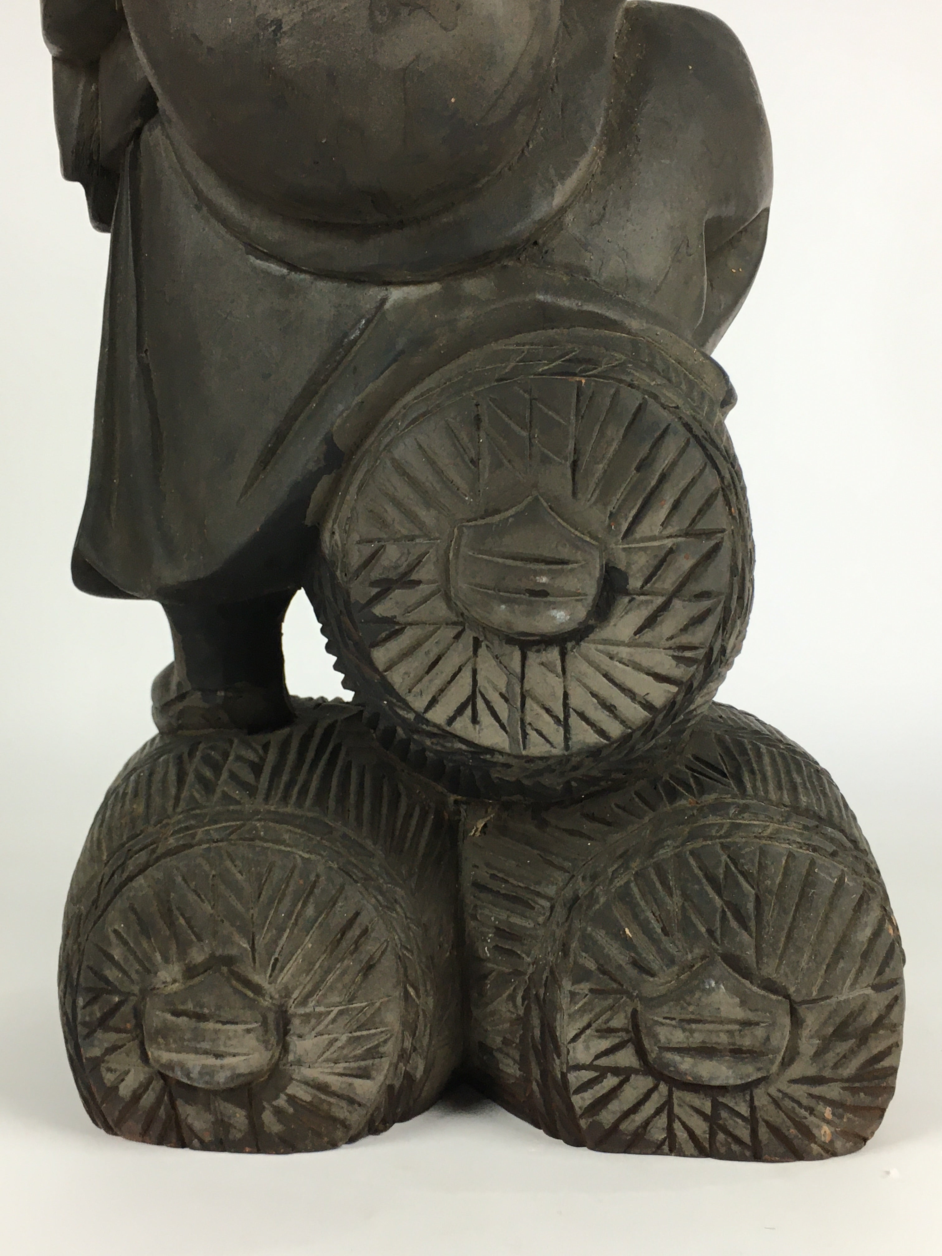 Japanese Wooden Statue Vtg 7 Lucky Gods Daikokuten Wood Carving BD806