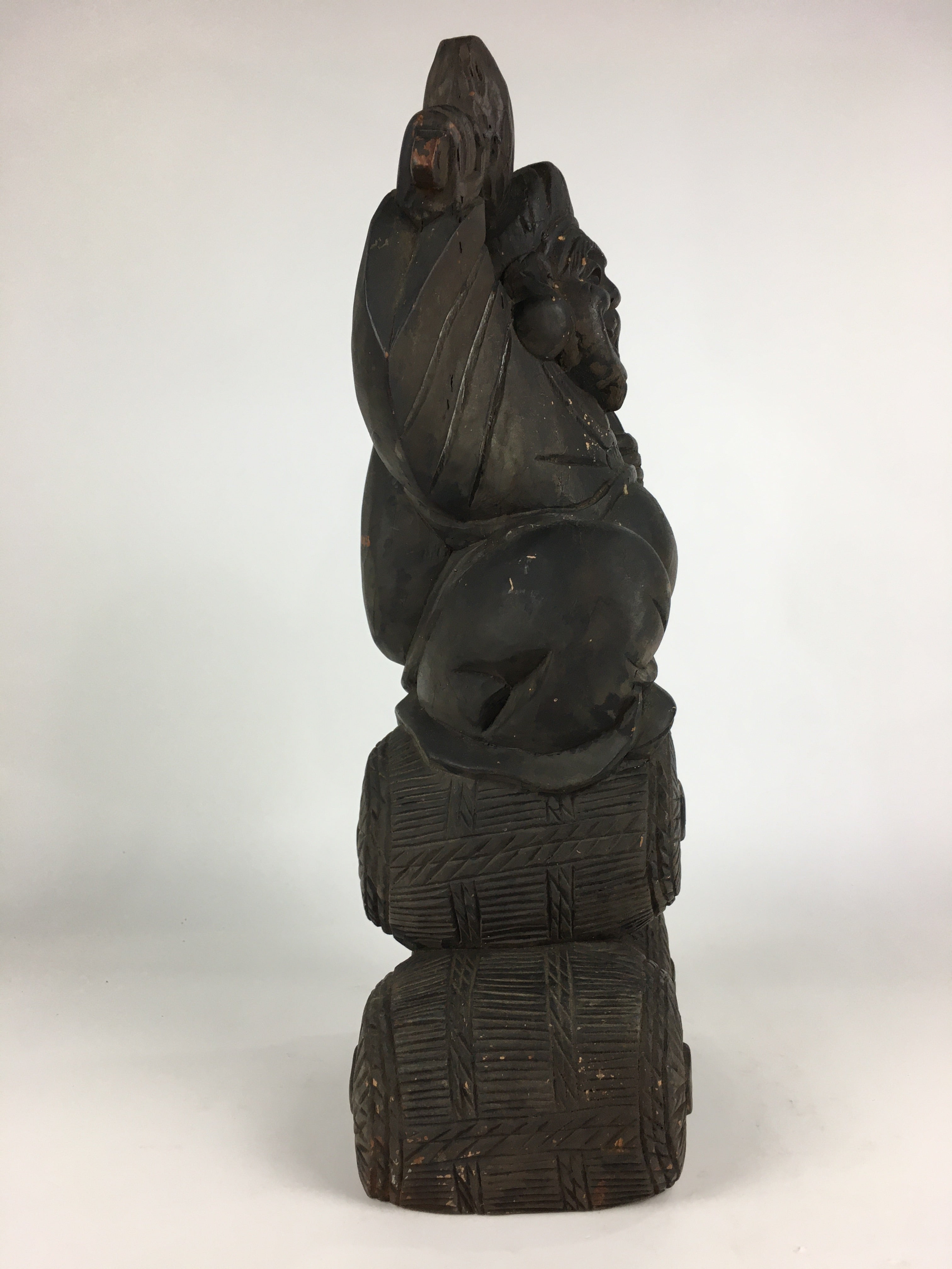 Japanese Wooden Statue Vtg 7 Lucky Gods Daikokuten Wood Carving BD806