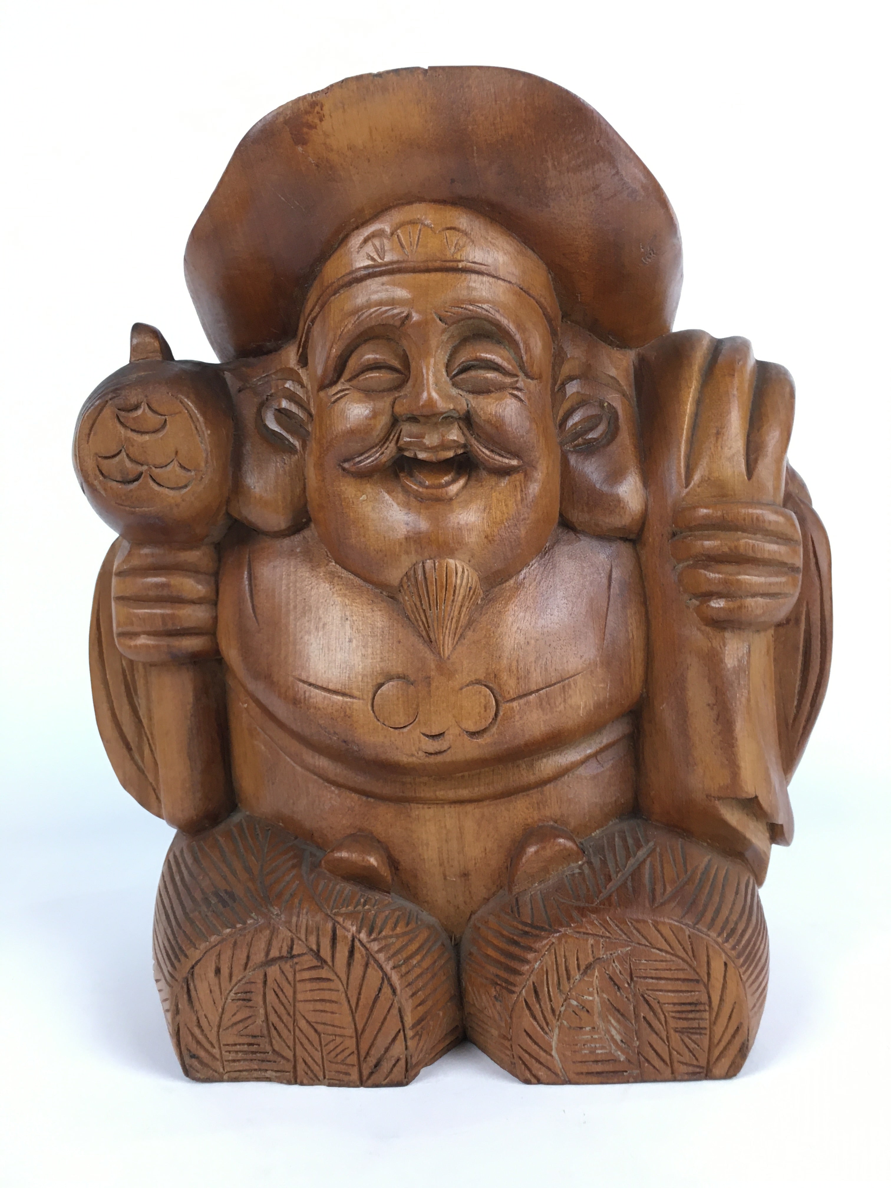 Japanese Wooden Statue Vtg 7 Lucky Gods Daikokuten Wood Carving BD808
