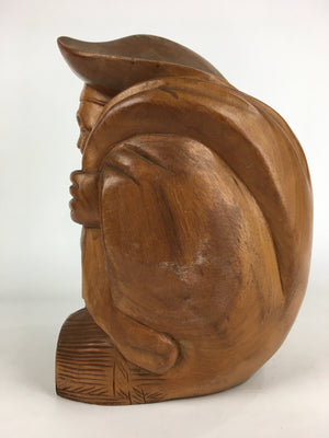 Japanese Wooden Statue Vtg 7 Lucky Gods Daikokuten Wood Carving BD808