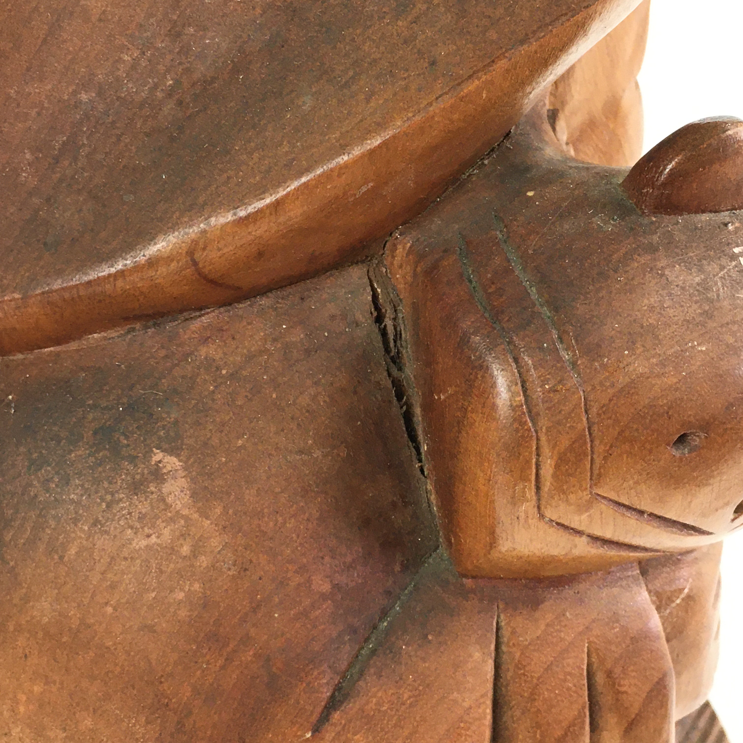 Japanese Wooden Statue Vtg 7 Lucky Gods Daikokuten Wood Carving BD808