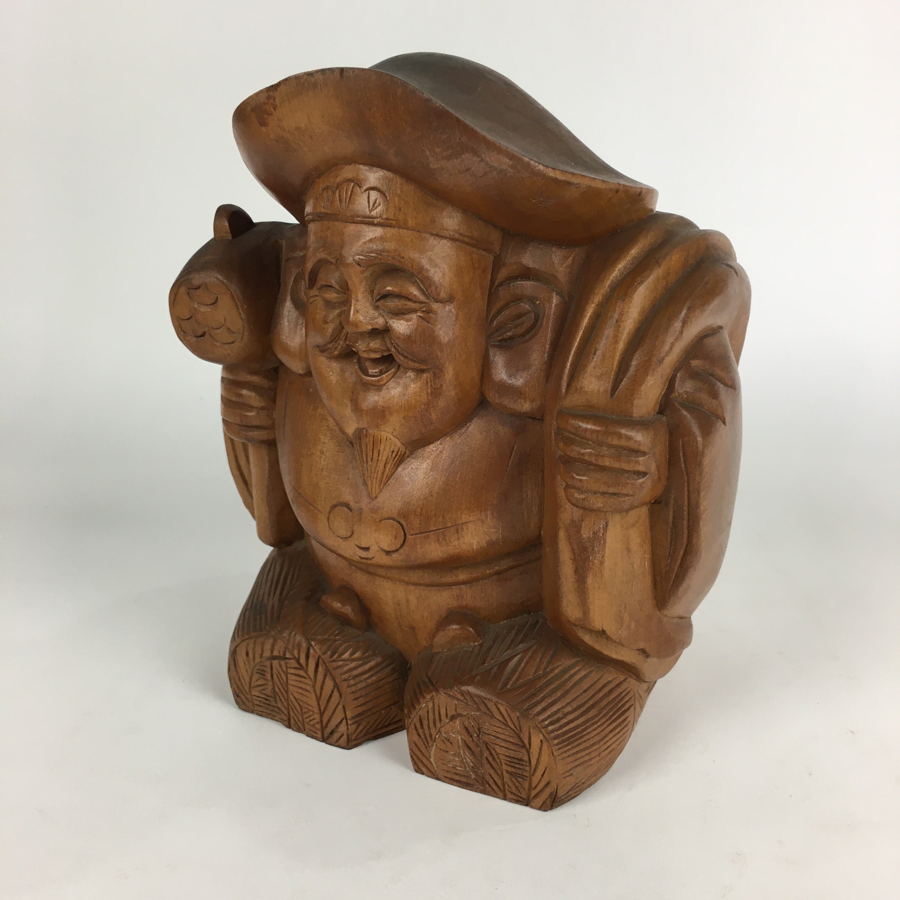 Japanese Wooden Statue Vtg 7 Lucky Gods Daikokuten Wood Carving BD808