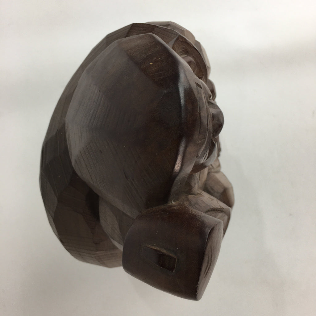 Japanese Wooden Statue Vtg 7 Lucky Gods Daikokuten Wood Carving Brown BD645