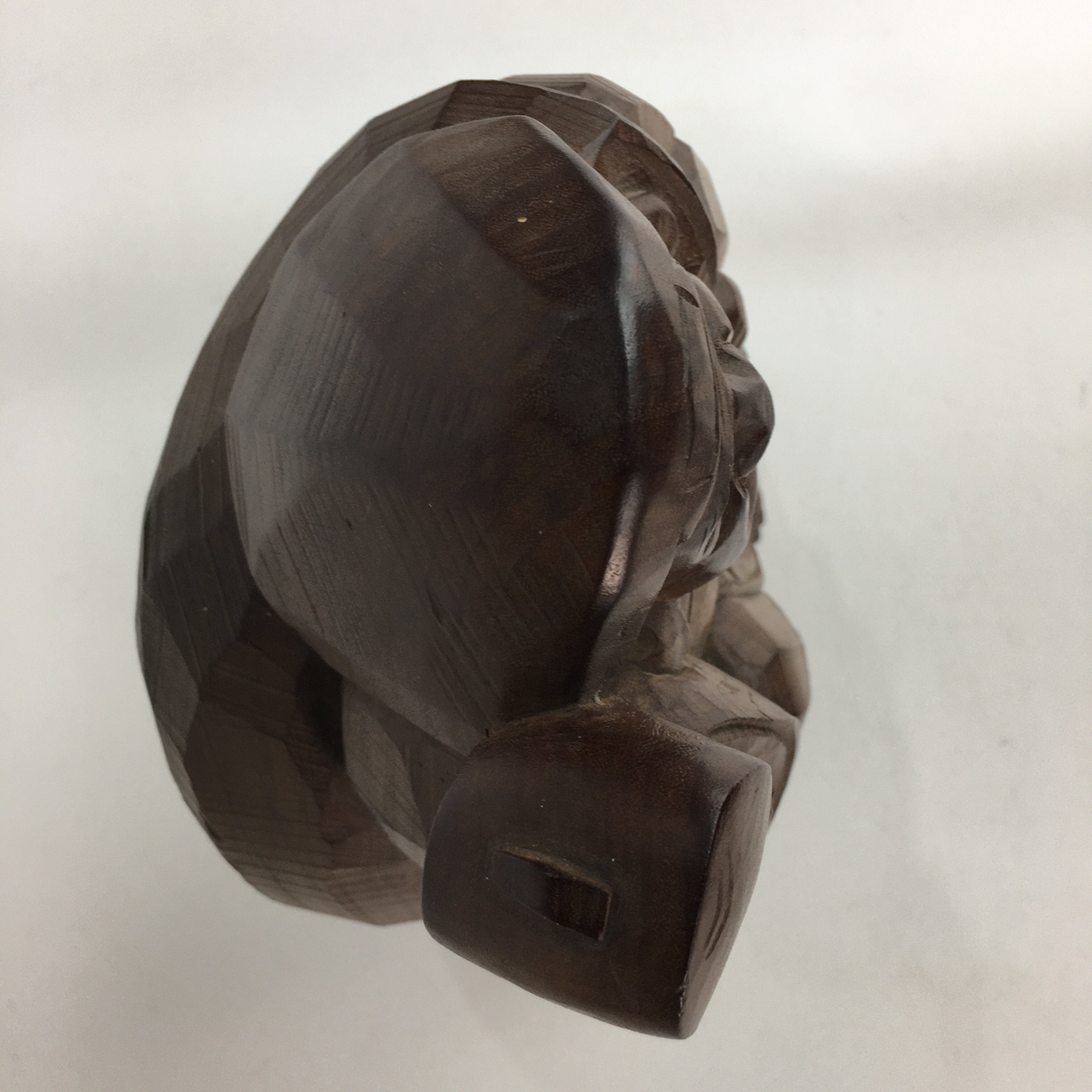 Japanese Wooden Statue Vtg 7 Lucky Gods Daikokuten Wood Carving Brown BD645