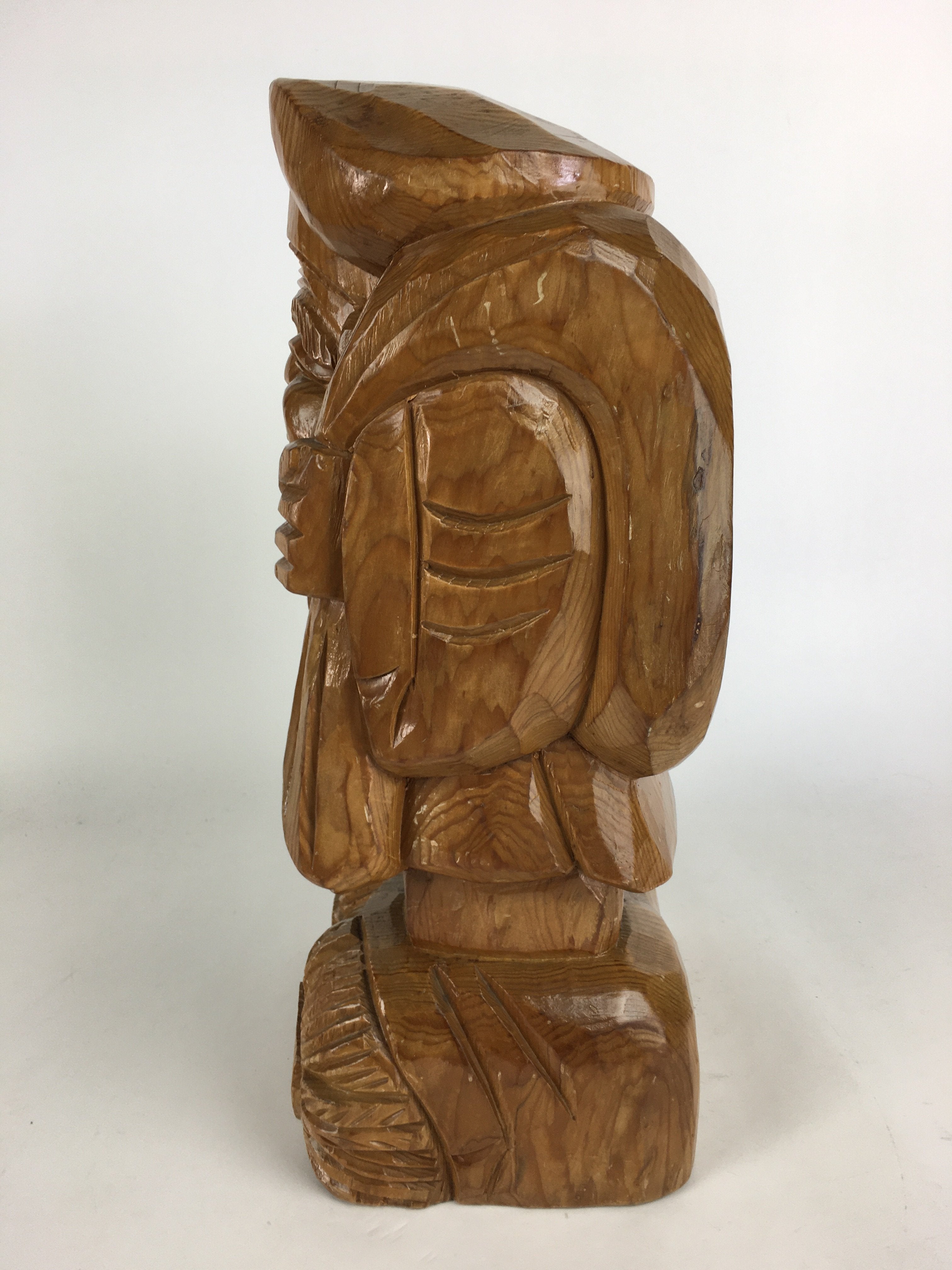 Japanese Wooden Statue Vtg 7 Lucky Gods Daikokuten Wood Carving Brown BD676