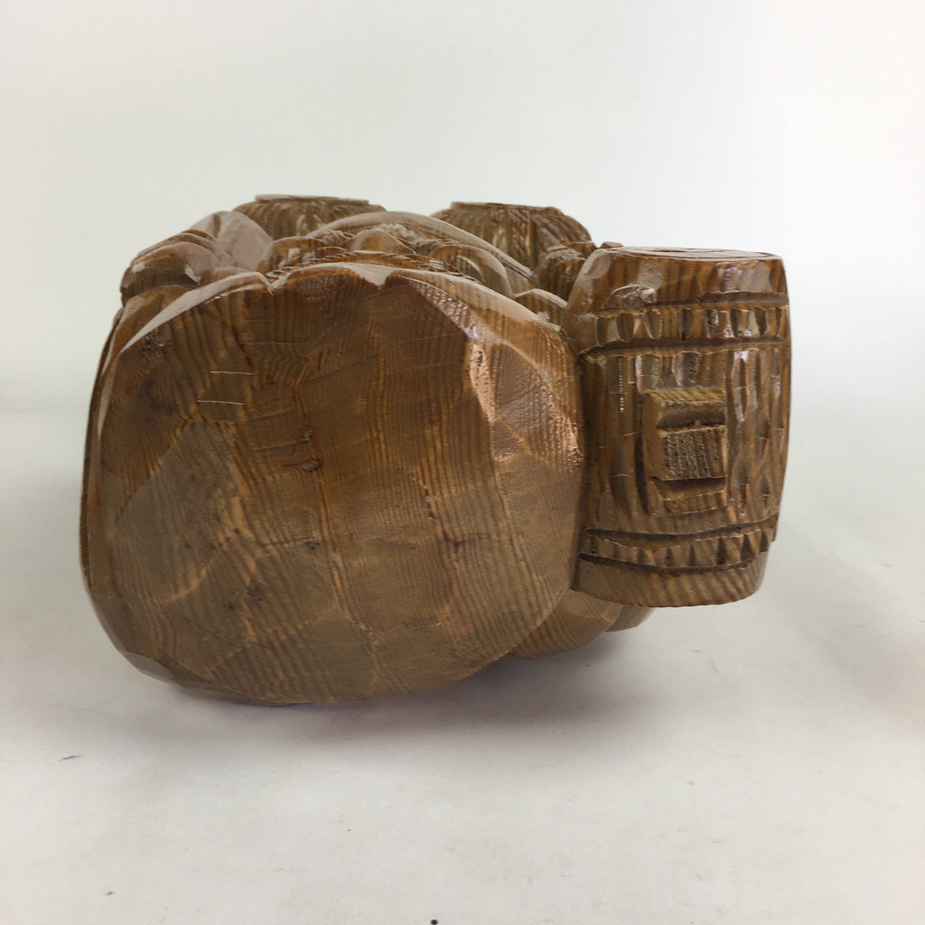 Japanese Wooden Statue Vtg 7 Lucky Gods Daikokuten Wood Carving Brown BD676