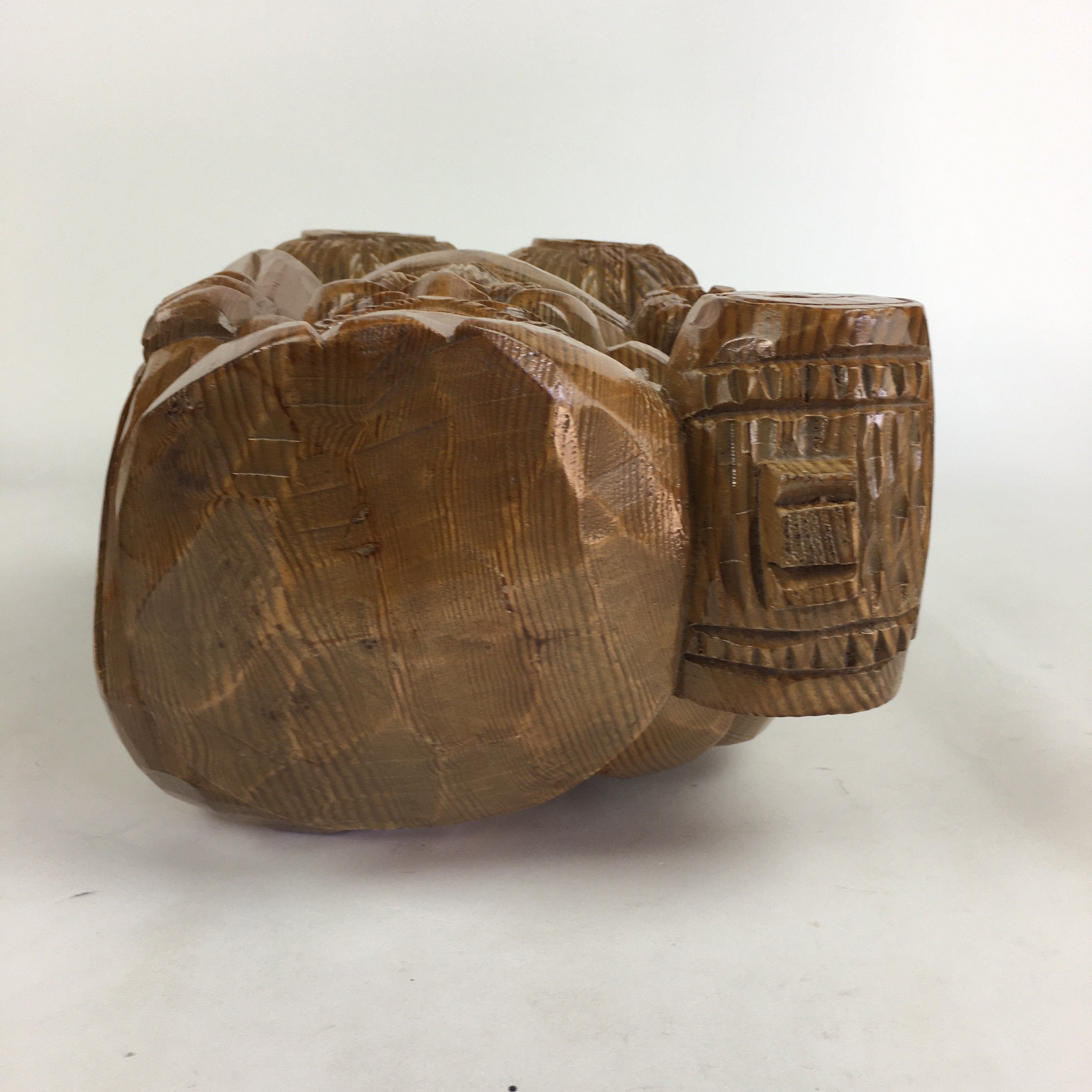 Japanese Wooden Statue Vtg 7 Lucky Gods Daikokuten Wood Carving Brown BD676
