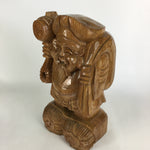 Japanese Wooden Statue Vtg 7 Lucky Gods Daikokuten Wood Carving Brown BD676