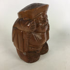 Japanese Wooden Statue Vtg 7 Lucky Gods Daikokuten Wood Carving Brown BD681