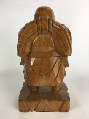 Japanese Wooden Statue Vtg 7 Lucky Gods Ebisu Wood Carving Brown BD677