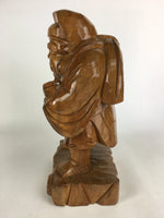 Japanese Wooden Statue Vtg 7 Lucky Gods Ebisu Wood Carving Brown BD677