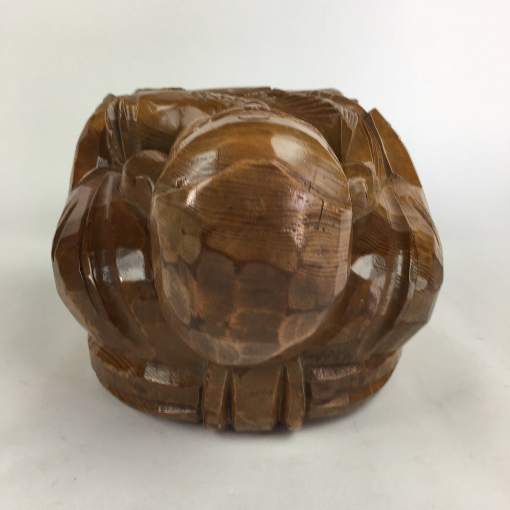 Japanese Wooden Statue Vtg 7 Lucky Gods Ebisu Wood Carving Brown BD677
