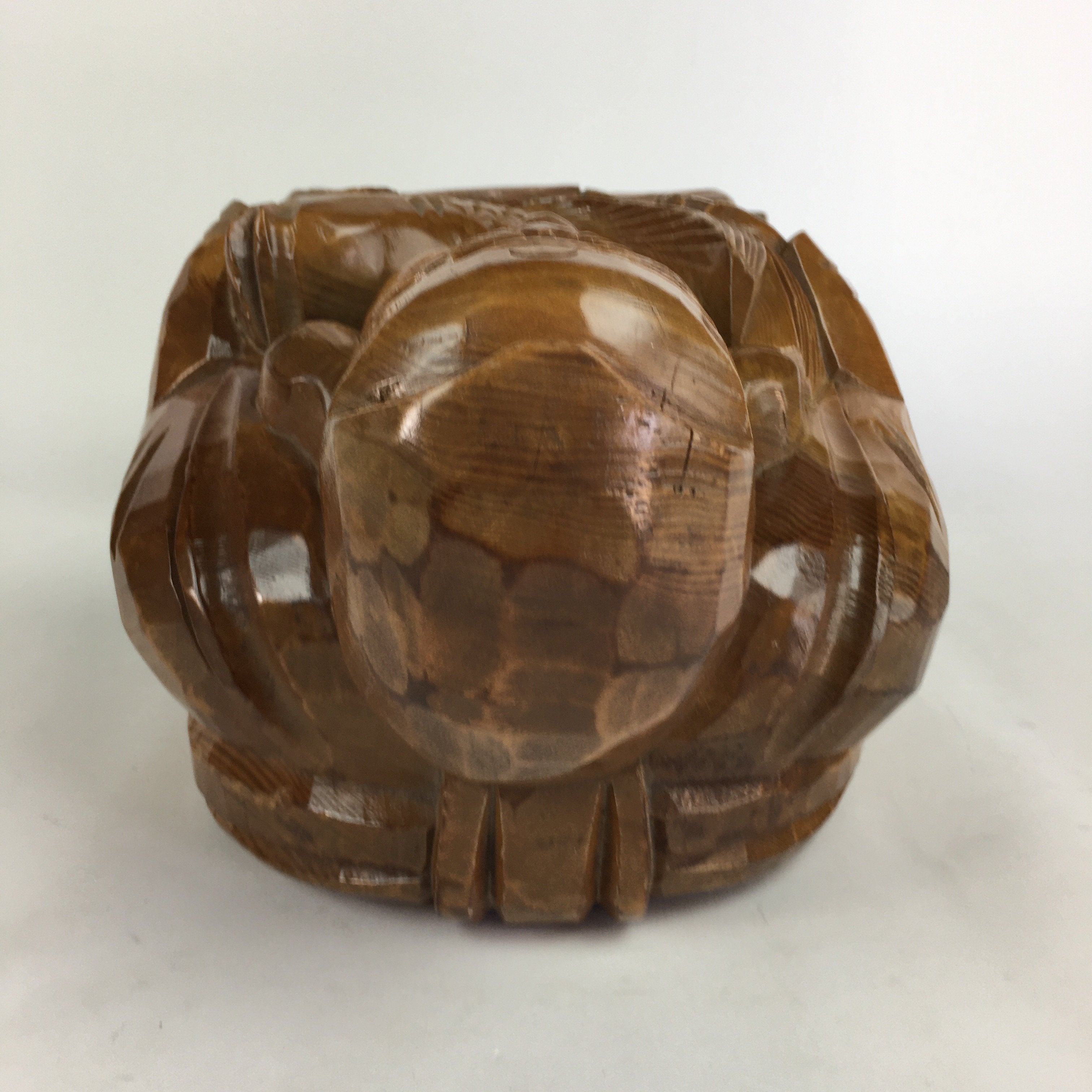 Japanese Wooden Statue Vtg 7 Lucky Gods Ebisu Wood Carving Brown BD677