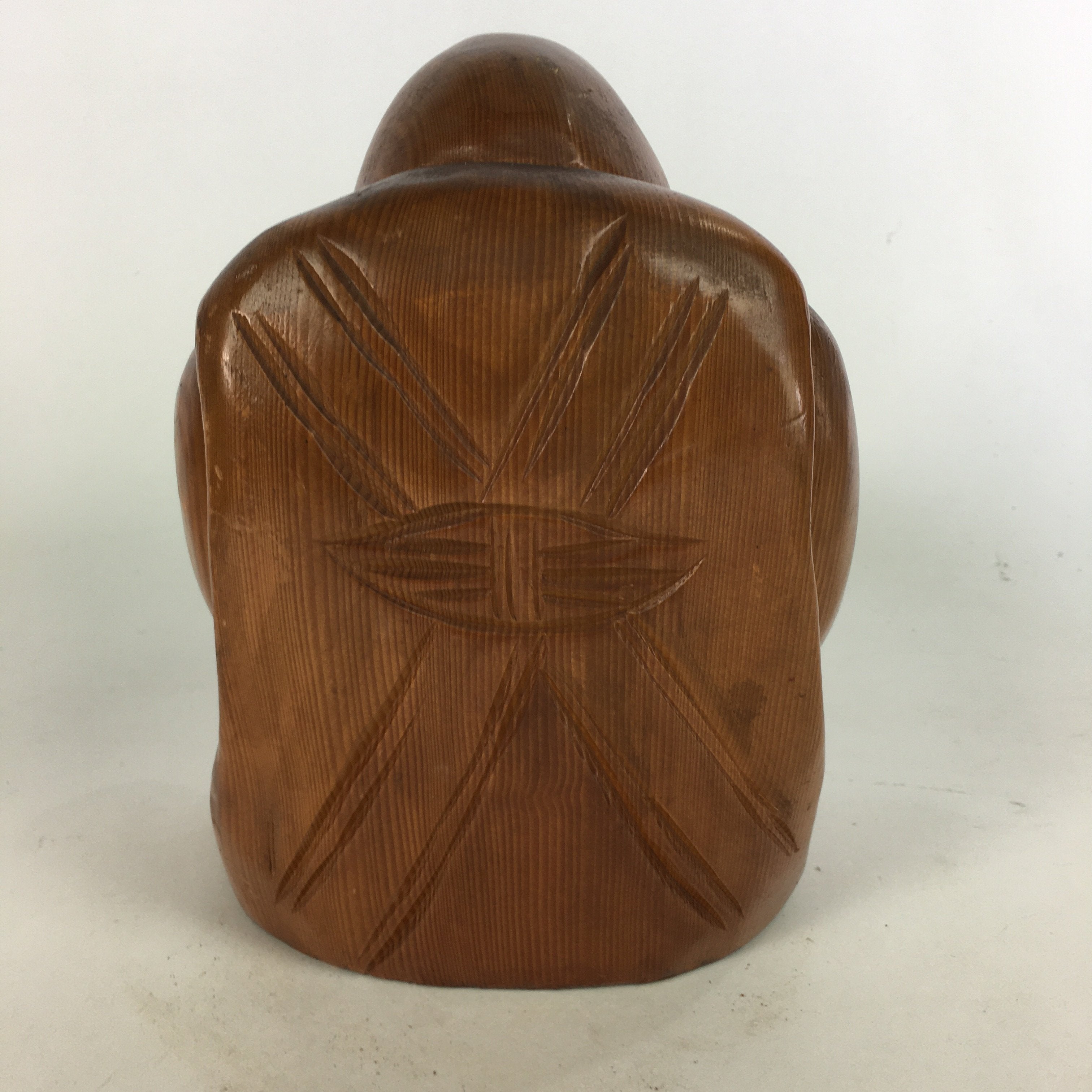 Japanese Wooden Statue Vtg 7 Lucky Gods Ebisu Wood Carving Brown BD682